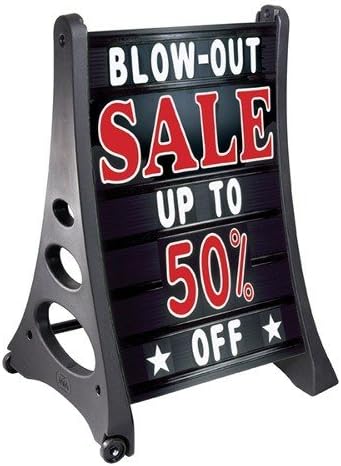 QLA Deluxe Quick-Load A Frame Sidewalk Sign with Changeable Message Board, Black.