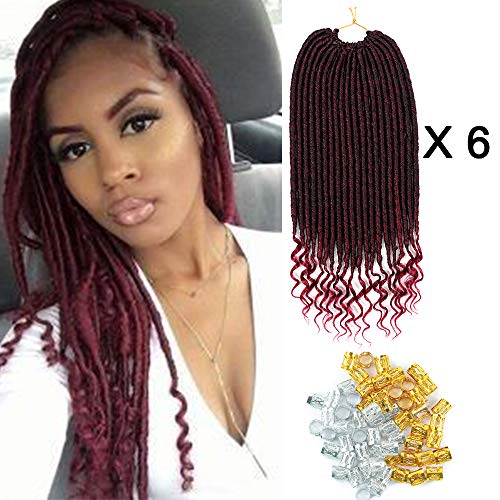 6 Pack Straight Faux Locs Crochet Hair Braiding Hair With Curly