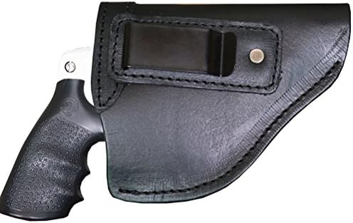 Leather IWB Holster, CCW Leather Holster for Most J Frame Revolvers, Ruger LCR, Smith &amp; Wesson Body Guard, Taurus, Charter and most .38 special type, Plus Similar Sized Handguns