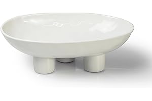 SEICASAYA Three-Legs Ceramic Fruit Bowl, 25cm Ceramic Bowl for Kitchen Counter, Large Candy Bowl, Key Bowl for Home Decor Ova