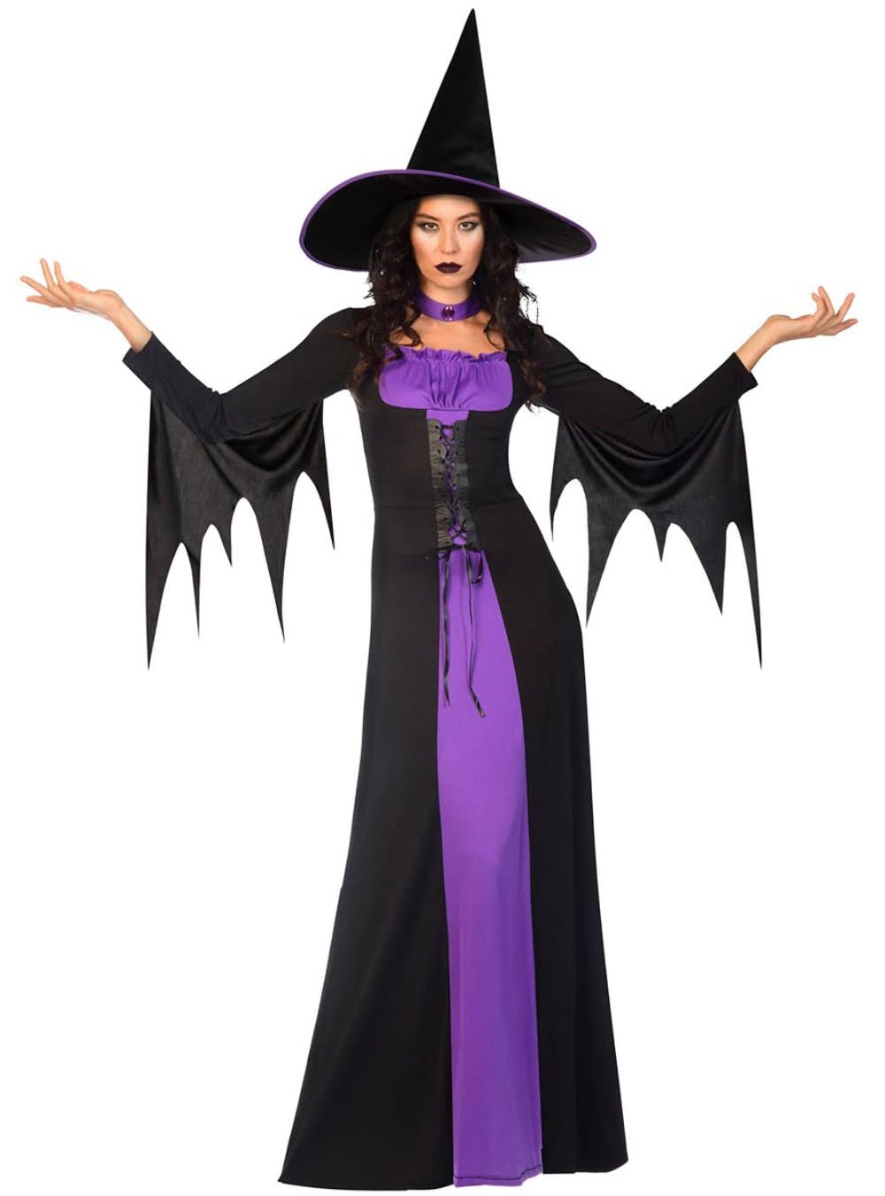 amscan 9908294 Adult Ladies Classic Purple Witch Fancy Dress Halloween Costume & Hat Book Week Outfit (UK Dress Size 14-16)
