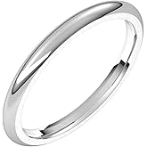 Sonia Jewels Solid 10k White Gold 2mm Comfort Fit Wedding Band Ring Classic Plain Traditional - Size 7