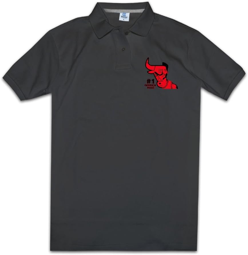 MZONE Men's Famous Chicago Basketball Team #1 Rose Fashion Polo Tee