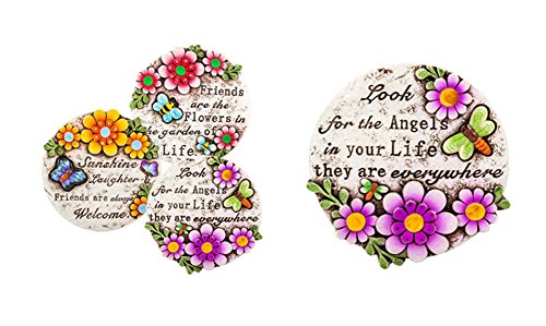 Spring Cement Stepping Stones with Inspirational Sayings, 6″ ~ Set of 3 As Pictured