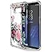 KIOMY Case for Girls Clear with Purple Flowers Design Shockproof Bumper Protective Case for Samsung Galaxy S8 Plus Flexible Silicone Slim Fit Cute Floral Pattern Print Rubber Cover for Women