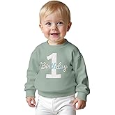 AFUKUIA First Birthday Sweatshirt for Baby Boy 1st Birthday Embroidery Pullover Shirt Crewneck Long Sleeve Fall Winter Outfit