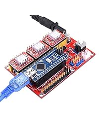 Kuman para Arduino Impresora 3D Placa de expansión CNC Shield V5.0 + Arduino Nano Board + A4988 Controladores de motor + Disipador de calor para impresora 3D Arduino BS015