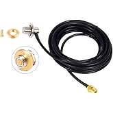 RedYutou SMA Female to UHF Female S0239 Right Angle Cable RG58 16 feet with NMO Conversion Adapter for Two-Way CB Mobile Radio, Radio Antenna
