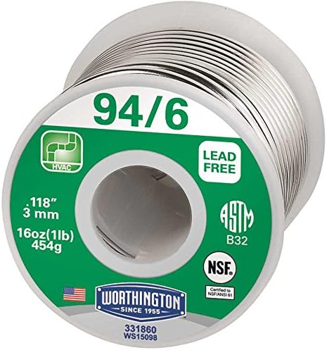 WORTHINGTON 331863 96/4" 1 lb Spool Alloy Solder, Lead Free