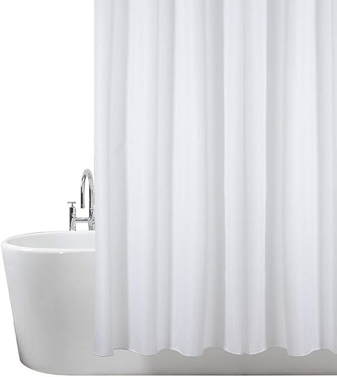 2 ur door Extra Long White Polyester fabric Shower Curtain Mould and