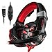 PC Gaming Headset, ONIKUMA 7.1 Surround Sound USB Gaming Headset, Crystal Clear Sound with Noise Isolating Mic, Over-ear Deep Bass Volume Control LED Light for PC Mac Computer Gamers Laptop (Red)