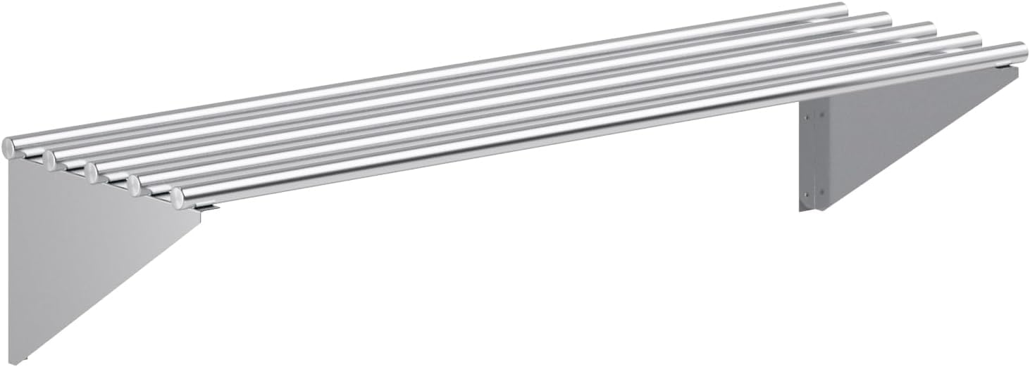 Photo 1 of ****STOCK PHOTO REFRENCE ONLY***Express KitchQuip Premium Stainless Steel Tubular Wall Shelf – 14" D x 48" L | NSF Certified | Equipment & Appliance Wall Shelf for Kitchen, Restaurant, Utility Room