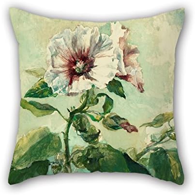 PILLO Throw Cushion Covers Of Oil Painting John La Farge - Study Of Pink Hollyhocks In Sunlight, From Nature,for Wedding,kids Girls,couch,girls,divan,kids Room 18 X 18 Inches / 45 By 45 Cm(both Sid