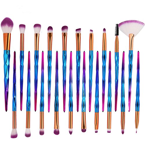 20 Pieces Makeup Brushes Set Kit, Staron Makeup Brush Set Foundation Cosmetics Face Eyebrow Eyeliner Blush Lip Cosmetic Powder Blending Makeup Brushes Tool (Blue❤️) - Thumbnail 2