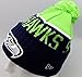 New Era Knit Seattle Seahawks Blue On Field Sideline Winter Stocking Beanie Pom Hat Cap 2015