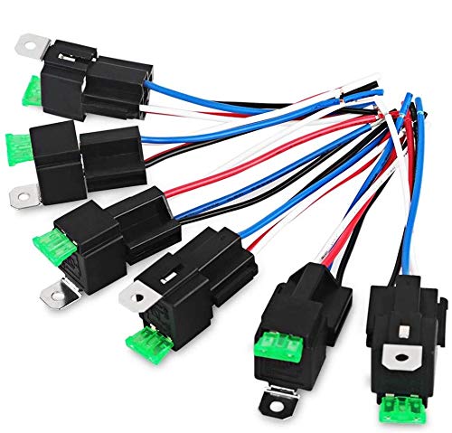 DollaTek 6Pcs 24V 30A Fuse Relay Switch Harness ATO/ATC Blade Fuse, 4-Pin SPST Automotive Electrical Relays with Heavy Duty 14 AWG Wires