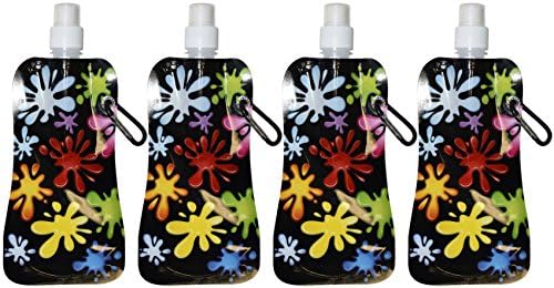 Set of 4 Water2Go Flexible Collapsible Foldable Reusable Water Bottles Set of 4 (Black Paint)