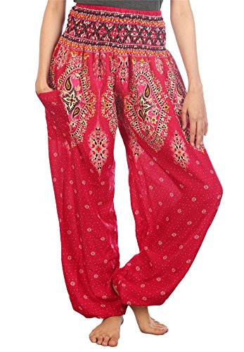 Lofbaz women s floral smocked waist harem pants boho cl…