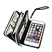 Egrace PU Leather Magnet Knocked-Down Wallet Case with Stand Flip for iPhone 6 Plus and 6S Plus - Black