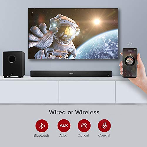 image for Soundbar, TaoTronics Sound Bars for TV 120W 2.1 Channel Sound bar with
