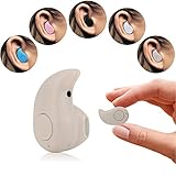 [For Right Ear] SoulBay Mini Ultra Small Wireless Invisible Headphone Headset Earbud with Mic, Support Hands-free Calling for Bluetooth Smartphones, Perfect for Listening to Music At Work - [Coffee]