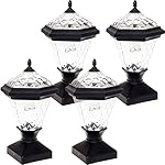 4 Pack Greenlighting Adonia Solar Post Cap Light for 4 x 4 Nominal Wood Posts (Black)