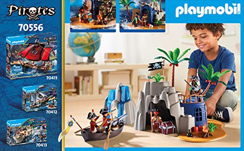 PLAYMOBIL Pirates 70556 Pirateninsel mit Schatzversteck und schwimmfähigem Boot, Für Kinder von 4 - 10 Jahren – Bild 3