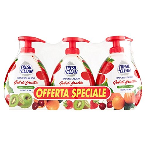 Fresh & Clean Liquid Soap Gel of Fruit Strawberry and Cherry 3 X 300 Ml