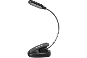LEPOWER Clip-on Book Light with 5 LED Eye Care, 3 Color Changeable, Portable Reading Lamp, Battery & USB Operated, Bed Light for Kids, Bookworms, Students (Black)