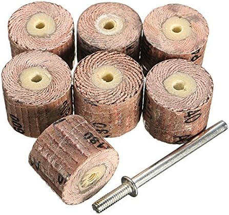 Toolcool 7pcs Flap Sanding Wheel 80-600 Grit With a 1/8 Inch Mandrel fit Dremel Grinder Rotary Tool