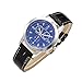 Opino New Men Fashion Synthetic Leather Band Crystal Analog Quartz Wrist Watch Bracelet Bangle