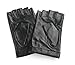 Ambesi Women's Traditional Half Finger Nappa Leahter Driving Gloves Black M