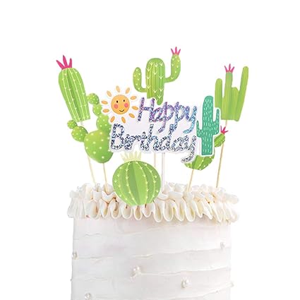 Decoracion Para Tarta De Cumpleanos Con Cactus Y Cupcakes De Cactus Decoracion Para Tarta De Luau Para Decoracion De Fiestas Tematicas Hawaianas Luau Amazon Com Grocery Gourmet Food