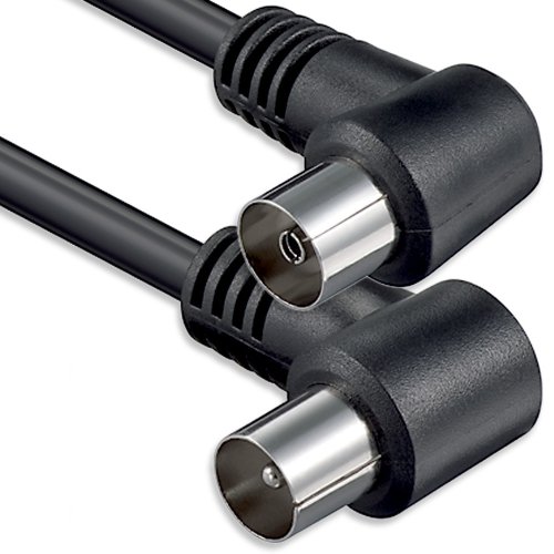 1aTTack Coaxial Connection Cable Antenna Cable Sat Cable F-Connector Coaxial Male to Coaxial Female Double-Shielded / Triple Shielded / Quadruple Shielded / 75 db / 85 db / 100 db / 110 db / 120 db / 125 db Koax schwarz St-Ku (2xWinkel) 75db 1,5 Meter