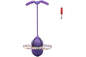 Christoy Pogo Ball with Handles for Kids & Adults, Balance Bounce Ball, Trick Board for Girls and Boys Ages 6 and up (Purple-Colourful)