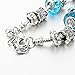Long Way Blue Beads Carved Bracelet Sliver Plated Snake Chain Charm Strand Bracelet For Women&Men