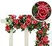 LNHOMY Lannu 2PCS 15 FT Artificial Rose Vine Garland Flowers Fake Flower Plants for Wedding Home Garden Party Hotel Decor, (Red)