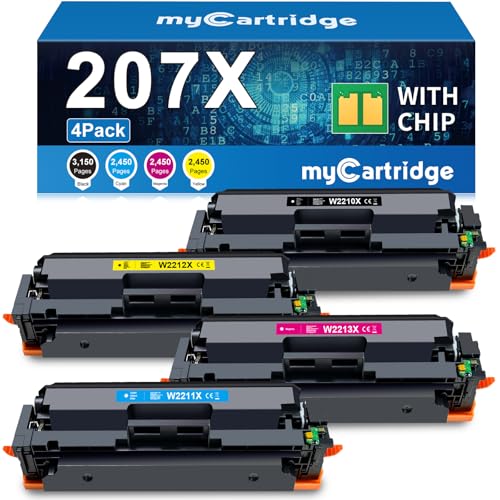 MYCARTRIDGE 207X Toner Cartridge Replacement for HP 207X 207A Compatible with HP Color Laserjet Pro MFP m283fdw m255dw m282nw W2210X W2211X W2212X W2213X (4 Packs, Black/Cyan/Yellow/Magenta)