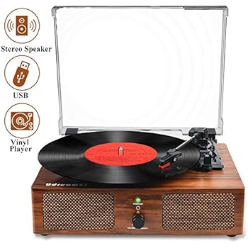 Vinyl Record Player,Bluetooth Turntable with Built-in Speakers and USB, Belt-Driven Vintage Phonograph Record Player 3 Speed for Entertainment and Home Decoration
