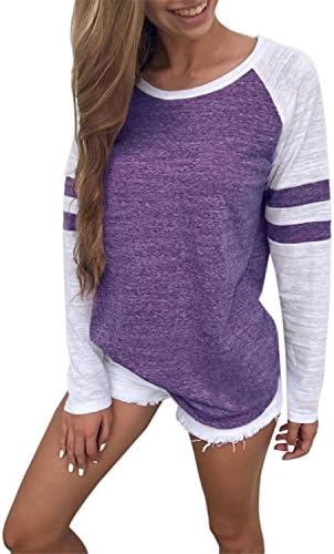 KESEE Clearance Baseball Clothing for Women☀ Fashion Ladies Long Sleeve Splice Blouse Tops Clothes T Shirt (M, Purple)