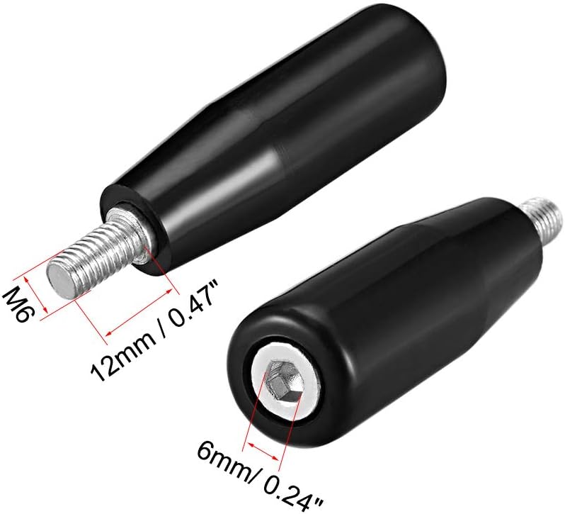 sourcing map Revolving Handwheel Machine Handle M6 Male Threaded Stem, Black, M6 x 50mm - Image 4