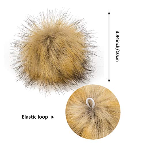 24 Pieces Faux Fur Pom Pom Balls Fur Fluffy Pompom Ball with Elastic Loop for Hats Shoes Scarves Gloves Scarves Bag Key Chain Charms Accessories(Faux Mink Fur Color/12 Pairs) (Faux Mink Fur Color)