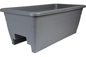 The HC Companies Deck Railing Planter Box w/Removable Drain Plugs - Lightweight & Weatherproof Plastic Flower Box - Balcony P