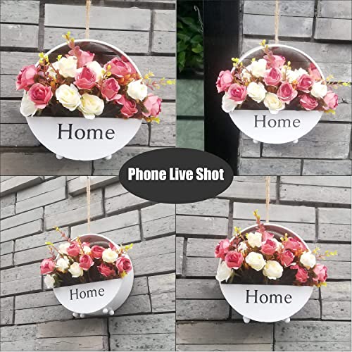 Gosyfeti Rustic Artificial Flowers Wall Decor, Hanging Wall Decor for Flower, Silk Roses in Basket for Home Indoor Outdoor, Plants Flower Basket Garden Yard, Wedding Decor Porch