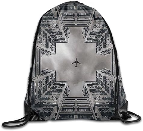 hgdsafiga 3D Print Drawstring Backpack Rucksack Shoulder Bags Gym Bag Lightweight Travel Backpack The Plane Met The Building