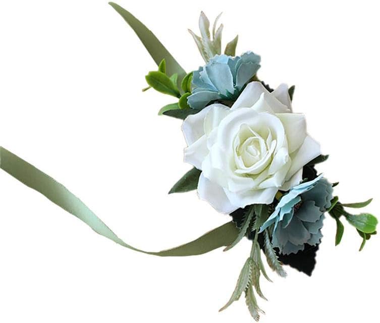 Meigold Women Men Brooches Boutonniere Wedding Wrist Flower Wedding Decoration Bride Accessories Good for Gift Handmade Crochet Craft Nature
