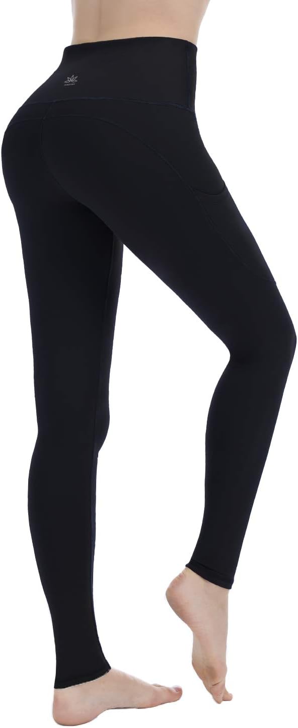 Punzymo Yoga Pants with Waistband Tummy Control, Workout Running Leggings with Pockets for Women