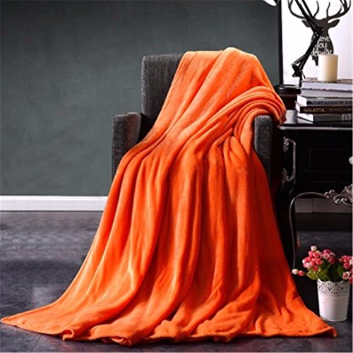 Blanket ,Hunzed Super Soft Bedspread Blanket Warm Solid Micro Plush Throw Blanket Flannel Throw Sofa Bedding Rug (Orange)