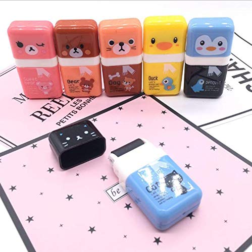 EIKOSON 6 Pack of Pencil Erasers,Pencil Eraser Shaving Roller Case for Easy Pick Up and Removal | Animal Themed Cute and Fun Party Favor and School Supplies for Kids,Back to School Gift
