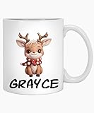 Personalized Christmas Reindeer Mug, Custom Name